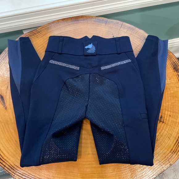HR Farm Full Seat Silicone Grip Star High Waist Equestrian Riding Breeches NWT - Picture 9 of 16